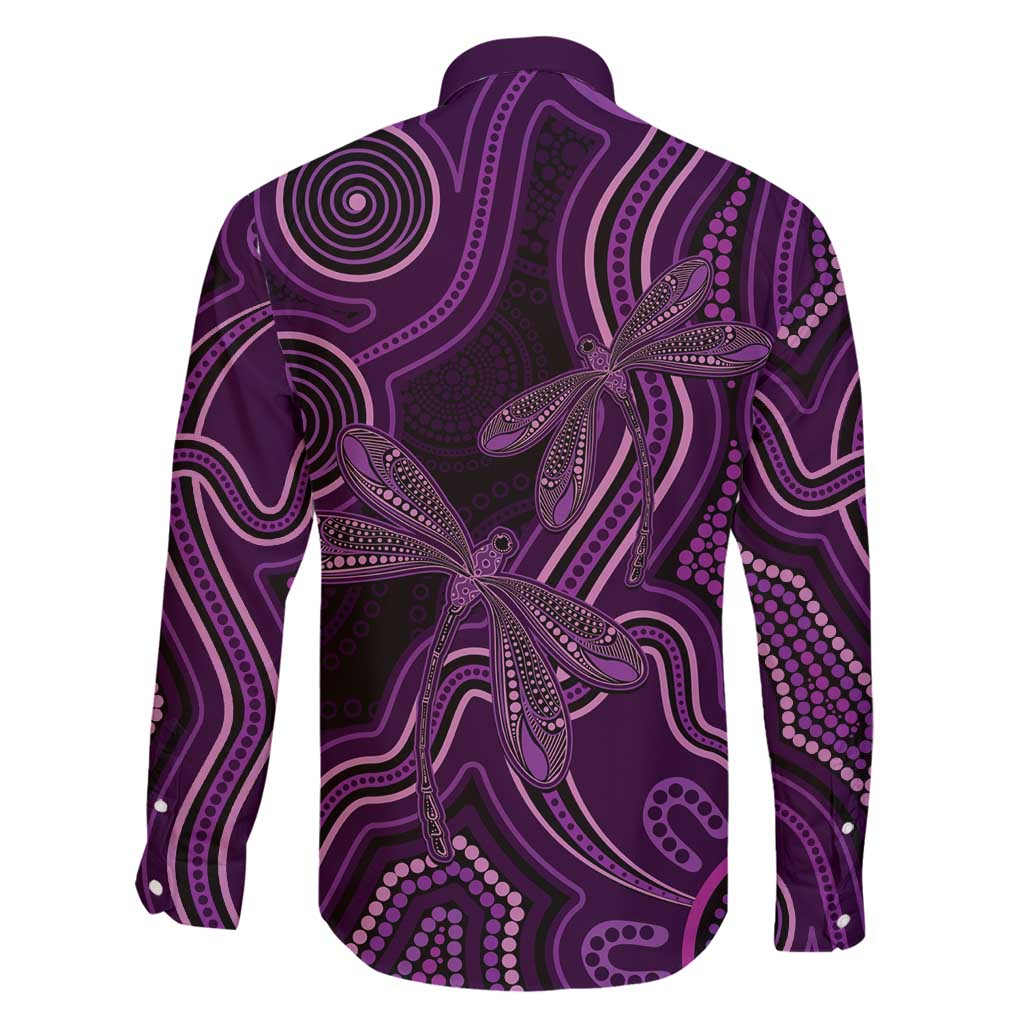 Purple Indigenous Dragonfly Australia Family Matching Off Shoulder Short Dress and Hawaiian Shirt Aboriginal Art - Aussie Hoodie