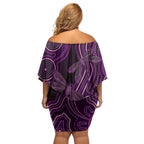 Purple Indigenous Dragonfly Australia Family Matching Off Shoulder Short Dress and Hawaiian Shirt Aboriginal Art - Aussie Hoodie
