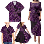 Purple Indigenous Dragonfly Australia Family Matching Puletasi and Hawaiian Shirt Aboriginal Art - Aussie Hoodie