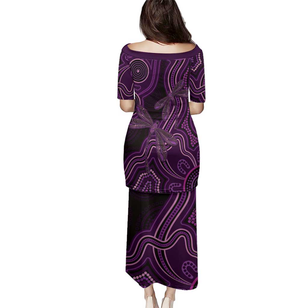 Purple Indigenous Dragonfly Australia Family Matching Puletasi and Hawaiian Shirt Aboriginal Art - Aussie Hoodie
