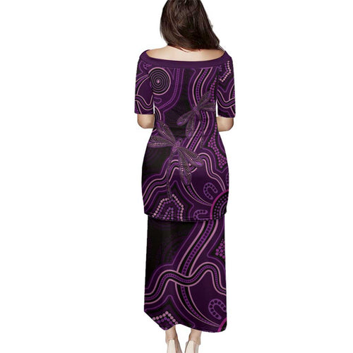 Purple Indigenous Dragonfly Australia Family Matching Puletasi and Hawaiian Shirt Aboriginal Art - Aussie Hoodie