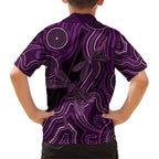 Purple Indigenous Dragonfly Australia Family Matching Short Sleeve Bodycon Dress and Hawaiian Shirt Aboriginal Art - Aussie Hoodie