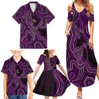 Purple Indigenous Dragonfly Australia Family Matching Summer Maxi Dress and Hawaiian Shirt Aboriginal Art - Aussie Hoodie