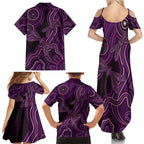 Purple Indigenous Dragonfly Australia Family Matching Summer Maxi Dress and Hawaiian Shirt Aboriginal Art - Aussie Hoodie