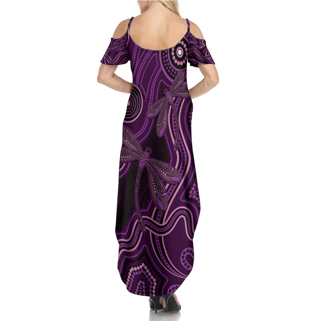 Purple Indigenous Dragonfly Australia Family Matching Summer Maxi Dress and Hawaiian Shirt Aboriginal Art - Aussie Hoodie