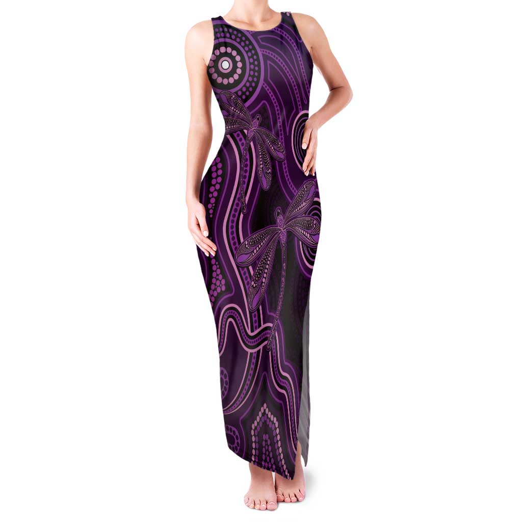 Purple Indigenous Dragonfly Australia Family Matching Tank Maxi Dress and Hawaiian Shirt Aboriginal Art - Aussie Hoodie