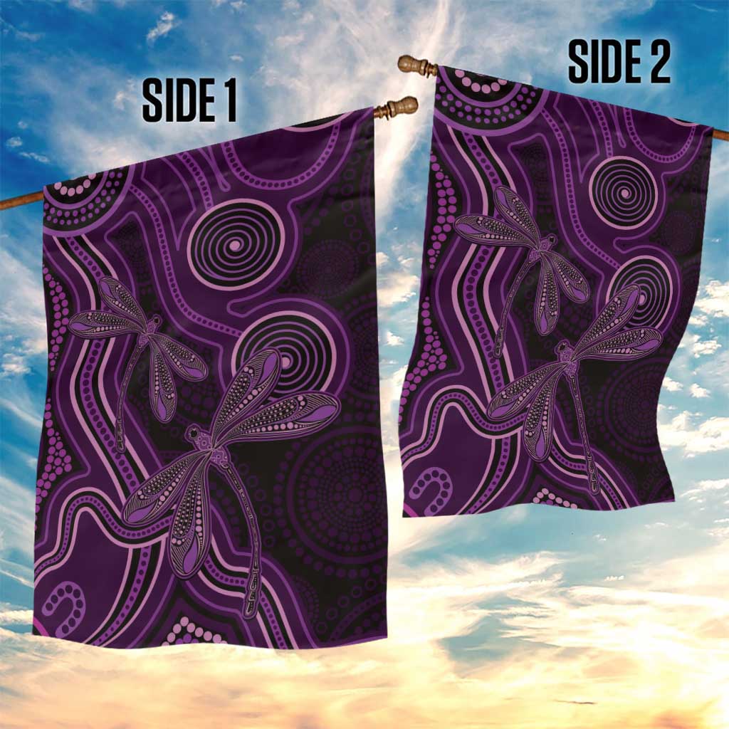 Purple Indigenous Dragonfly Australia Garden Flag Aboriginal Art - Aussie Hoodie