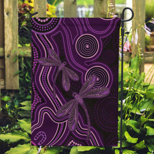 Purple Indigenous Dragonfly Australia Garden Flag Aboriginal Art - Aussie Hoodie
