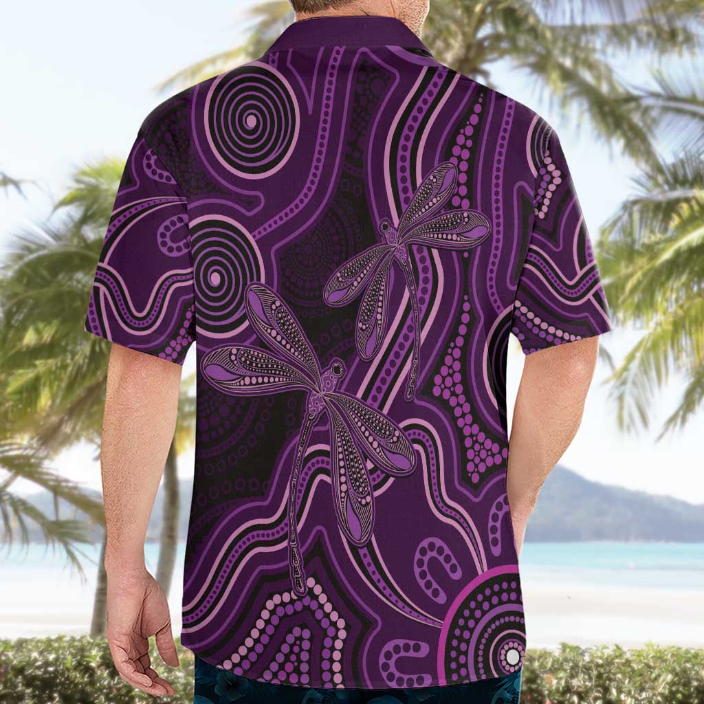 Purple Indigenous Dragonfly Australia Hawaiian Shirt Aboriginal Art - Aussie Hoodie