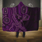 Purple Indigenous Dragonfly Australia Hooded Blanket Aboriginal Art - Aussie Hoodie