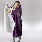 Purple Indigenous Dragonfly Australia Hooded Blanket Aboriginal Art - Aussie Hoodie