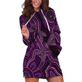 Purple Indigenous Dragonfly Australia Hoodie Dress Aboriginal Art - Aussie Hoodie