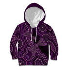 Purple Indigenous Dragonfly Australia Kid Hoodie Aboriginal Art - Aussie Hoodie
