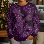 Purple Indigenous Dragonfly Australia Kid Ugly Christmas Sweater Aboriginal Art - Aussie Hoodie