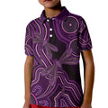Purple Indigenous Dragonfly Australia Kid Polo Shirt Aboriginal Art - Aussie Hoodie