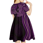 Purple Indigenous Dragonfly Australia Kid Short Sleeve Dress Aboriginal Art - Aussie Hoodie