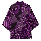 Purple Indigenous Dragonfly Australia Kimono Aboriginal Art - Aussie Hoodie