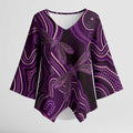 Purple Indigenous Dragonfly Australia Kimono Sleeve Blouse Aboriginal Art - Aussie Hoodie