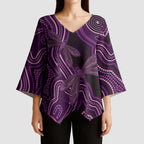 Purple Indigenous Dragonfly Australia Kimono Sleeve Blouse Aboriginal Art - Aussie Hoodie