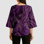 Purple Indigenous Dragonfly Australia Kimono Sleeve Blouse Aboriginal Art - Aussie Hoodie