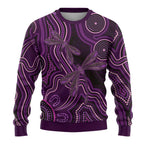 Purple Indigenous Dragonfly Australia Ugly Christmas Sweater Aboriginal Art - Aussie Hoodie