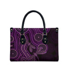 Purple Indigenous Dragonfly Australia Leather Bag Aboriginal Art - Aussie Hoodie