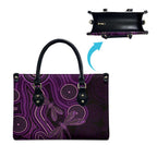Purple Indigenous Dragonfly Australia Leather Bag Aboriginal Art - Aussie Hoodie