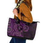 Purple Indigenous Dragonfly Australia Leather Tote Bag Aboriginal Art - Aussie Hoodie