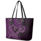 Purple Indigenous Dragonfly Australia Leather Tote Bag Aboriginal Art - Aussie Hoodie