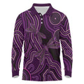 Purple Indigenous Dragonfly Australia Long Sleeve Polo Shirt Aboriginal Art - Aussie Hoodie