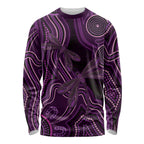 Purple Indigenous Dragonfly Australia Long Sleeve Shirt Aboriginal Art - Aussie Hoodie