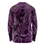 Purple Indigenous Dragonfly Australia Long Sleeve Shirt Aboriginal Art - Aussie Hoodie