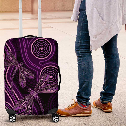Purple Indigenous Dragonfly Australia Luggage Cover Aboriginal Art - Aussie Hoodie