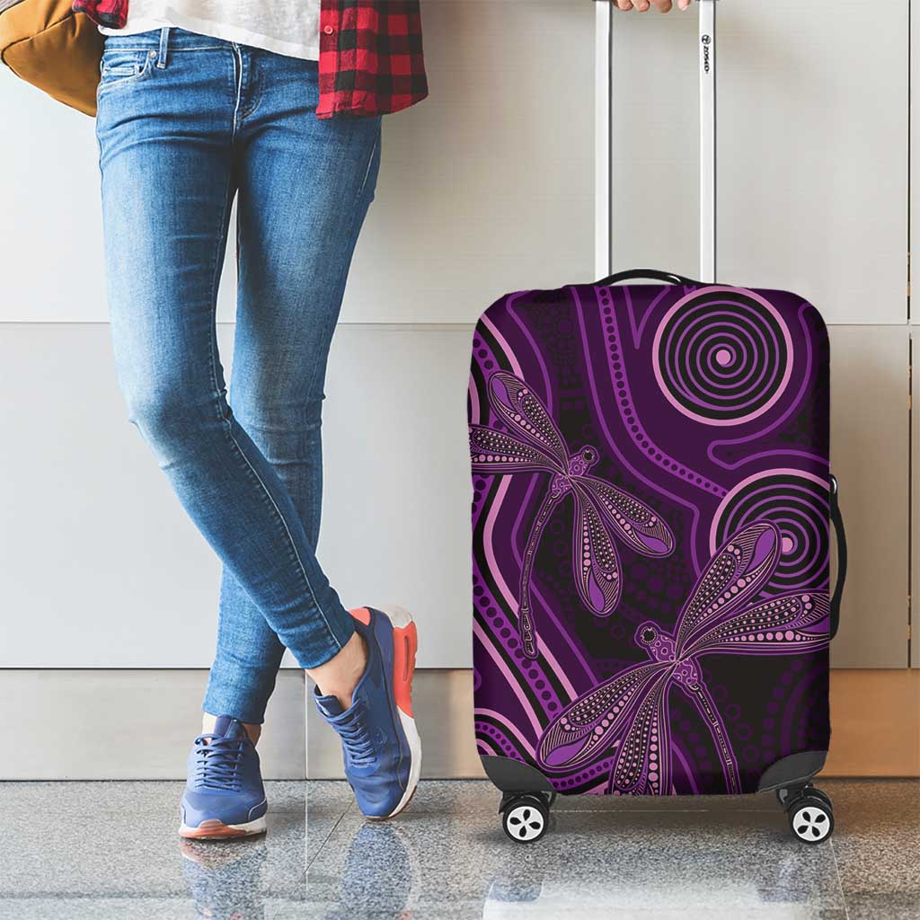 Purple Indigenous Dragonfly Australia Luggage Cover Aboriginal Art - Aussie Hoodie