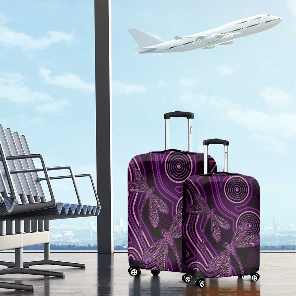 Purple Indigenous Dragonfly Australia Luggage Cover Aboriginal Art - Aussie Hoodie