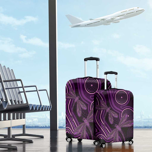 Purple Indigenous Dragonfly Australia Luggage Cover Aboriginal Art - Aussie Hoodie
