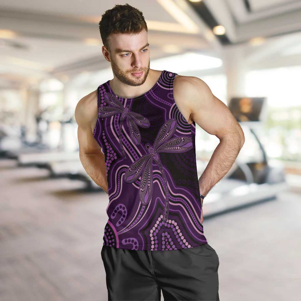 Purple Indigenous Dragonfly Australia Men Tank Top Aboriginal Art - Aussie Hoodie