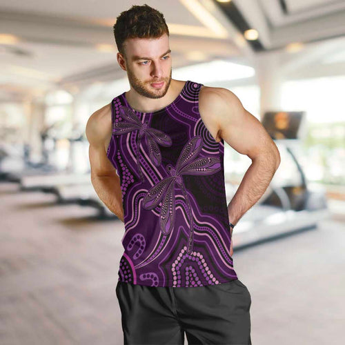 Purple Indigenous Dragonfly Australia Men Tank Top Aboriginal Art - Aussie Hoodie