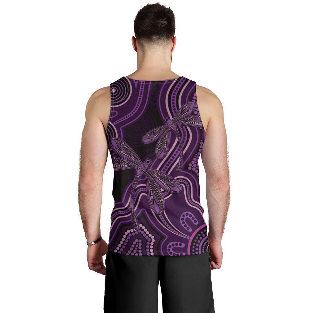 Purple Indigenous Dragonfly Australia Men Tank Top Aboriginal Art - Aussie Hoodie