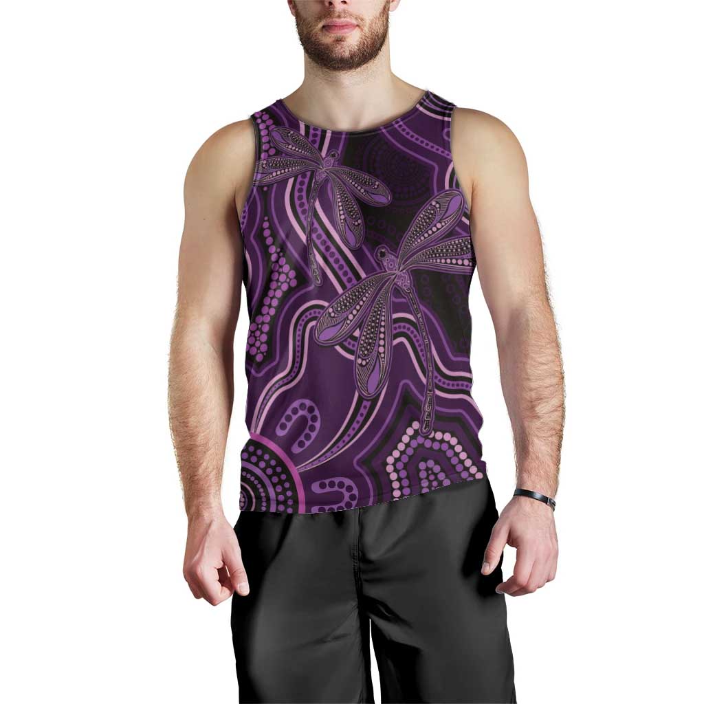 Purple Indigenous Dragonfly Australia Men Tank Top Aboriginal Art - Aussie Hoodie