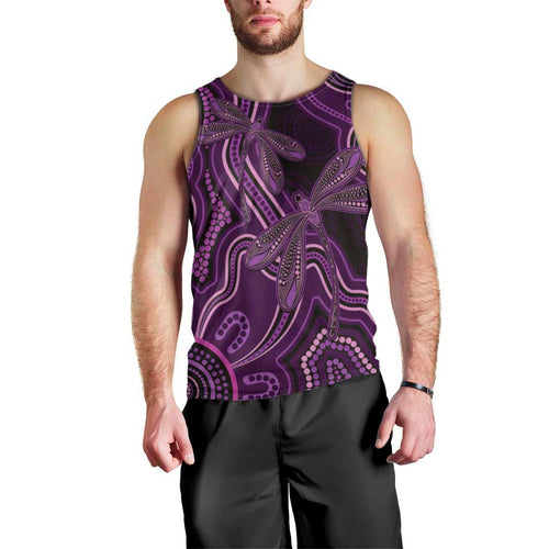 Purple Indigenous Dragonfly Australia Men Tank Top Aboriginal Art - Aussie Hoodie