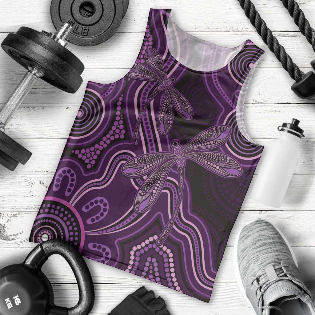 Purple Indigenous Dragonfly Australia Men Tank Top Aboriginal Art - Aussie Hoodie