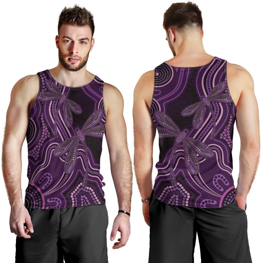 Purple Indigenous Dragonfly Australia Men Tank Top Aboriginal Art - Aussie Hoodie