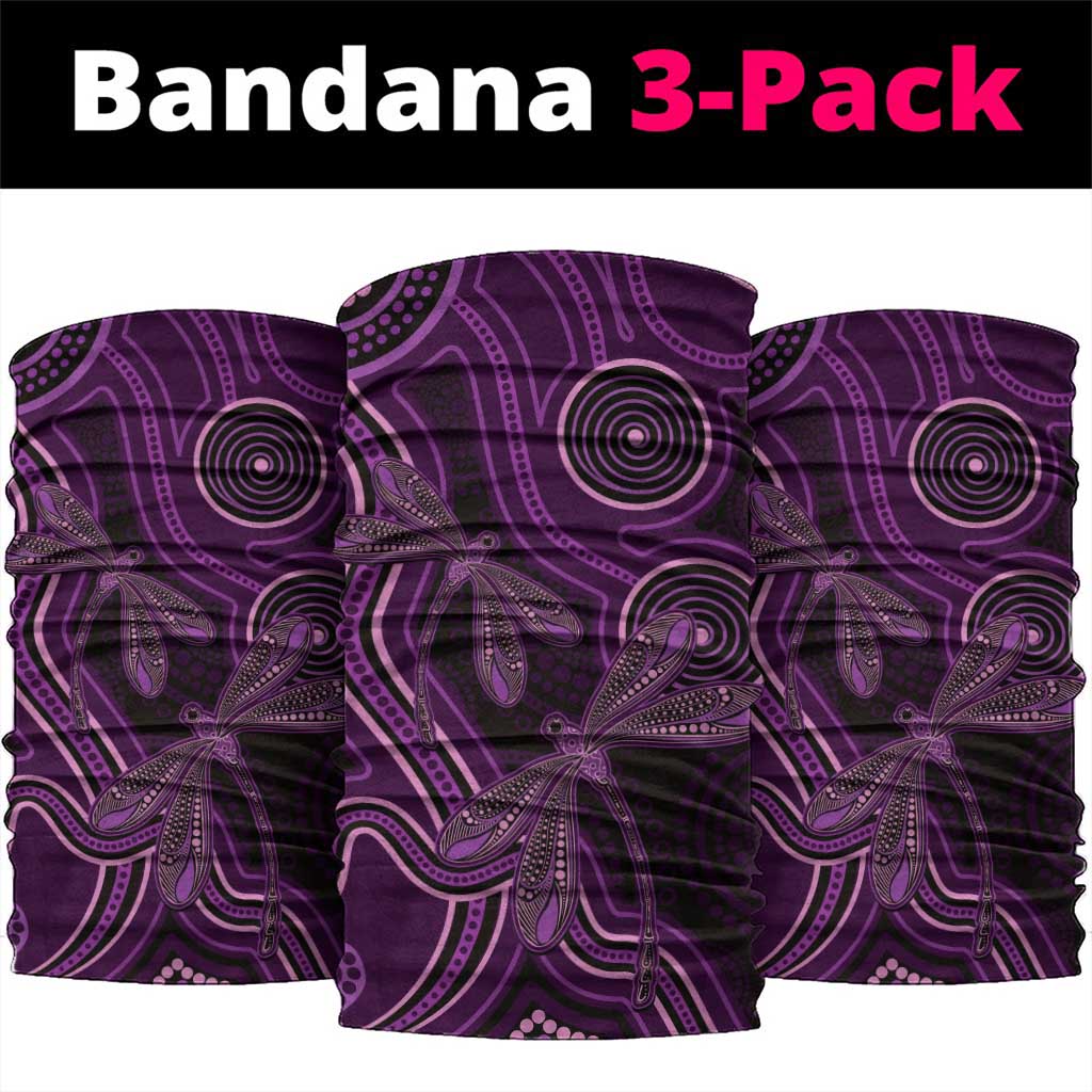 Purple Indigenous Dragonfly Australia Neck Gaiter Aboriginal Art - Aussie Hoodie