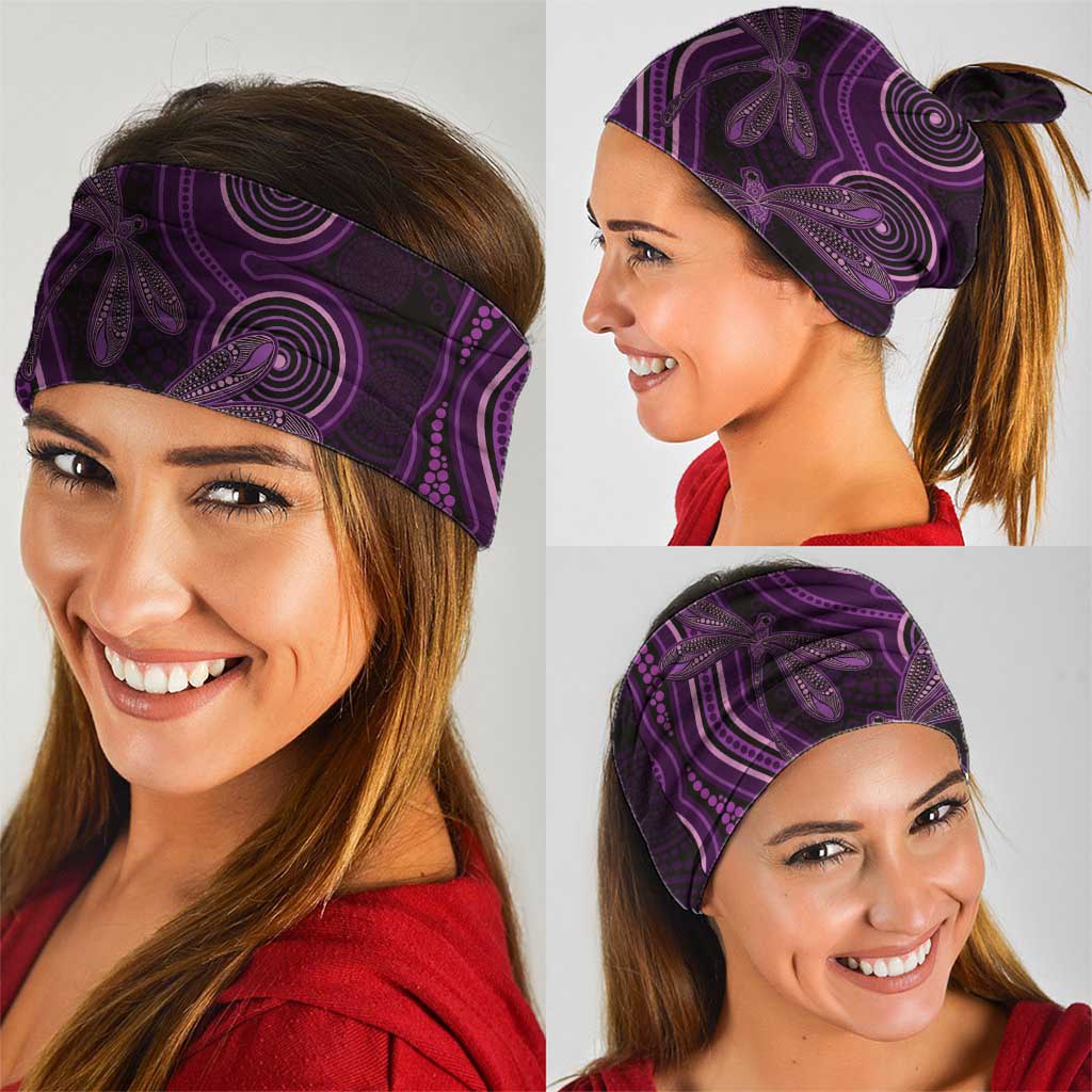 Purple Indigenous Dragonfly Australia Neck Gaiter Aboriginal Art - Aussie Hoodie