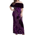 Purple Indigenous Dragonfly Australia Off Shoulder Maxi Dress Aboriginal Art - Aussie Hoodie