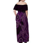 Purple Indigenous Dragonfly Australia Off Shoulder Maxi Dress Aboriginal Art - Aussie Hoodie