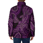 Purple Indigenous Dragonfly Australia Padded Jacket Aboriginal Art - Aussie Hoodie