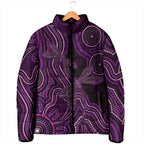 Purple Indigenous Dragonfly Australia Padded Jacket Aboriginal Art - Aussie Hoodie