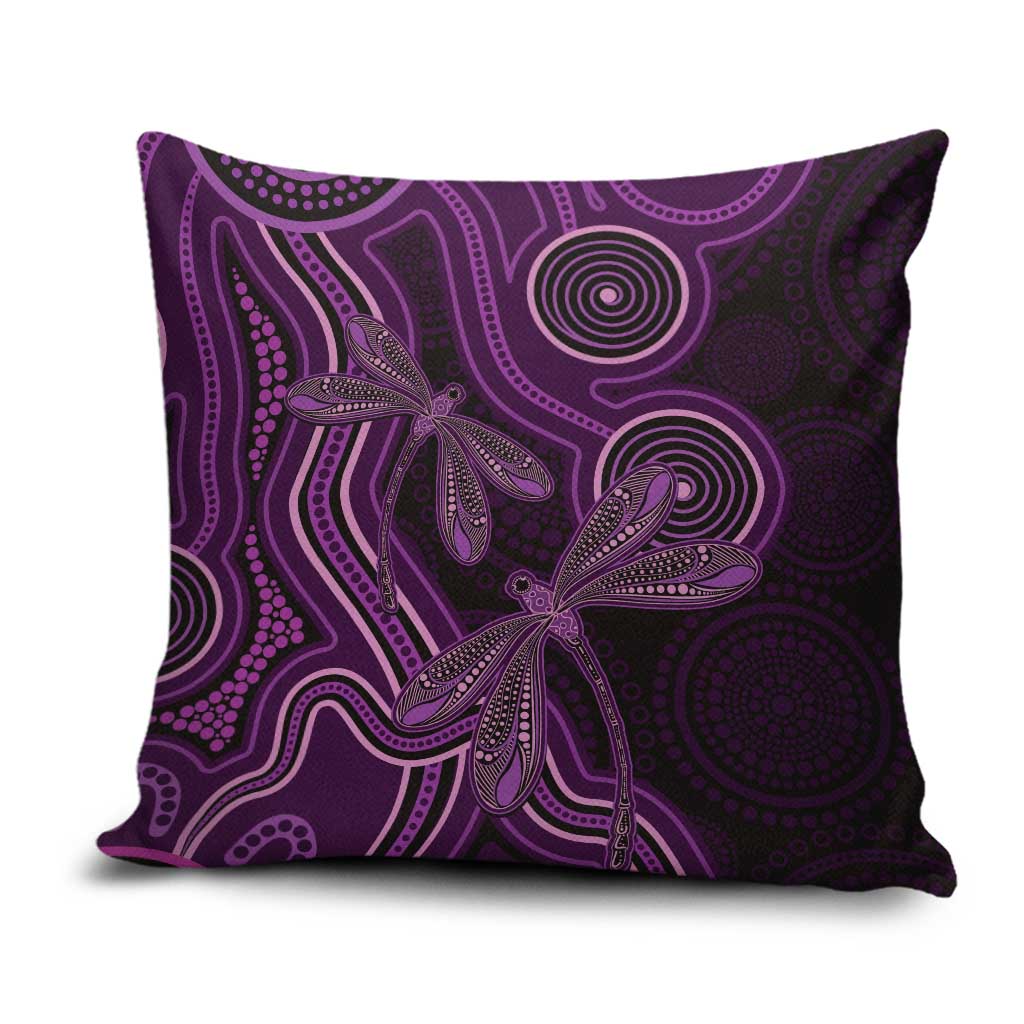 Purple Indigenous Dragonfly Australia Pillow Cover Aboriginal Art - Aussie Hoodie